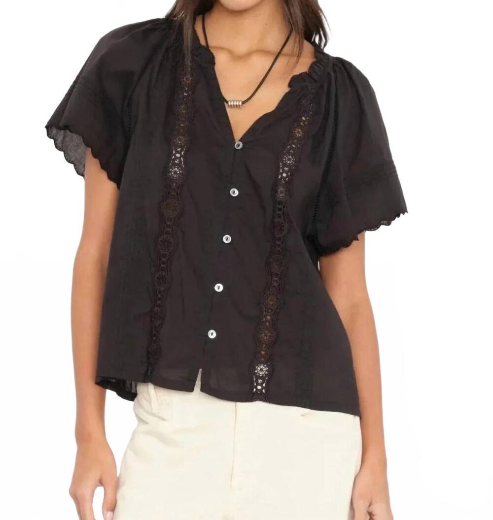 NEW XIRENA bianca short sleeve shirt in black